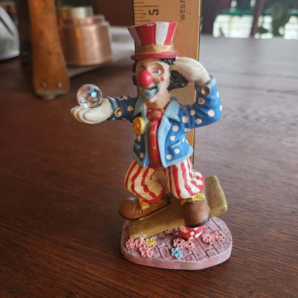 Spoontiques Balancing Circus Clown Swarovski Crystal Ball Vintage Top Hat Paint - Picture 4 of 10